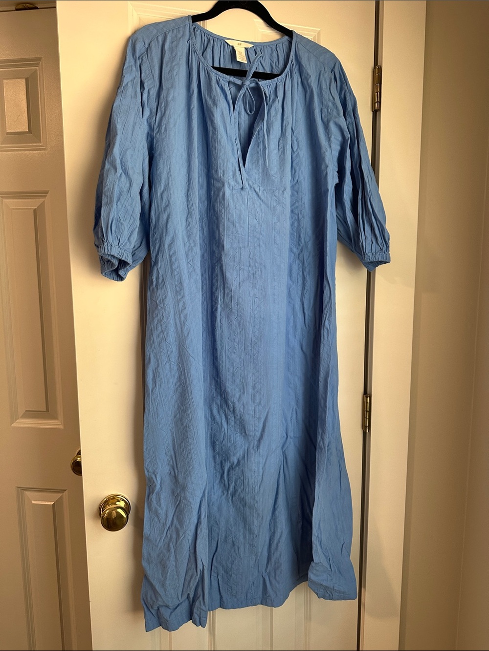H&M Sky Blue Maxi Tie-Neck Dress